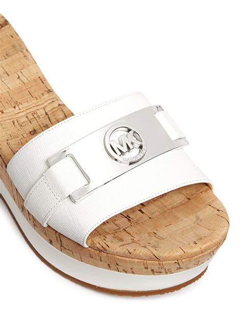 michael kors warren platform wedge sandals white